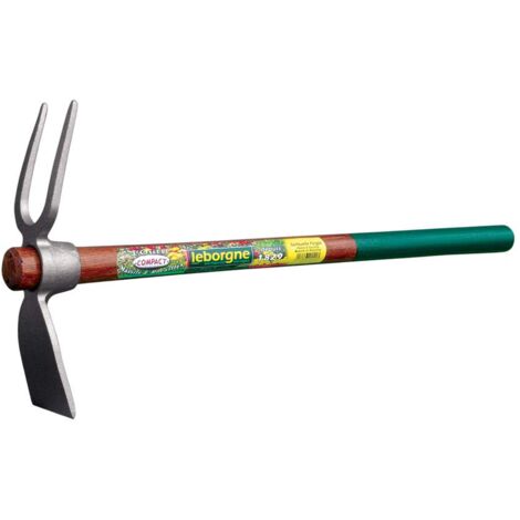 Leborgne – Serfouette forgée 0,31kg manche bois 50cm – Pour massifs et rocailles – Côté fourche pour casser croûte du sol – 302341