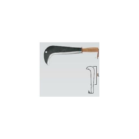 Leborgne – Serpe italienne 26 cm – Manche en bois avec revêtement cuir – Prise en main sécurisée – Pour élaguer et débroussailler