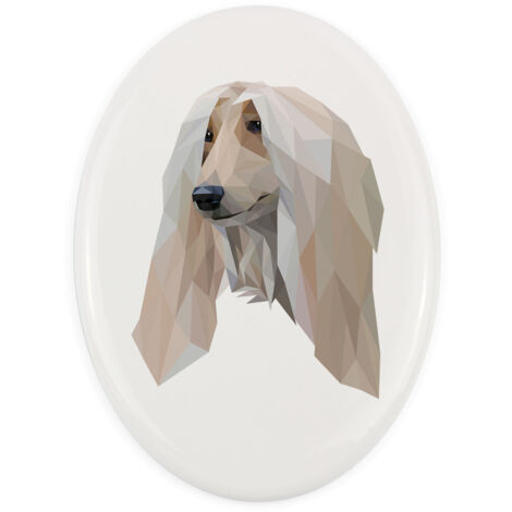 Lebrel afgano: mosaico geométrico con foto e inscripción de Art-Dog