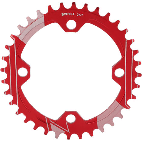 Lebycle 36T Mountainbike-Kettenblatt, verschleißfest, mit positiver/negativer Verzahnung, 104 mm Lochkreis, rot