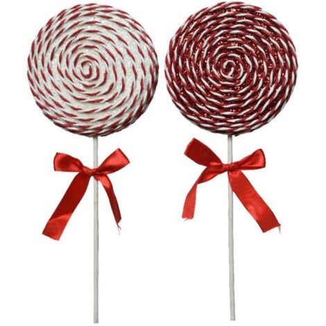 Lecca Lecca natalizio con glitter Rosso bianco