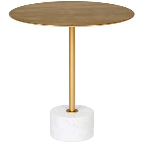 Lecco Couchtisch , Ecktisch Ø51cm Marmor Messing, Marmor.