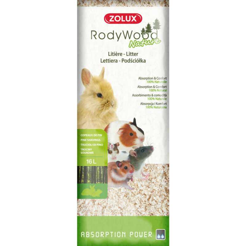 

Lecho rodywood nature 16 litros. para roedores. peso 964 gramos.