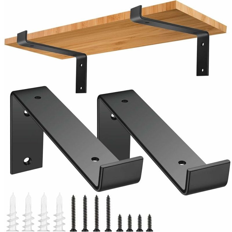 Bromol - 2 Pièces Supports d'étagère Industriels, 18 cm/7,1 Pouces Supports D'étagère Murale Métal, Equerre Etagere Murale de Tablette Charge Lourde