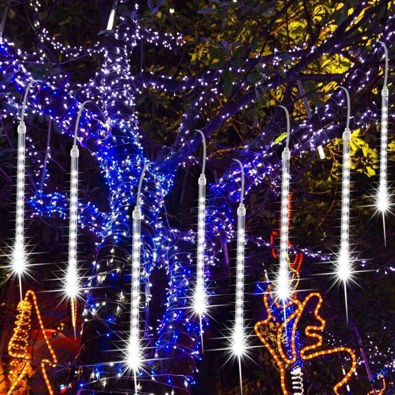 Météore Pluie Guirlandes Lumineuses, led Météore Pluie Lumiere Etanche Extérieur Douche Pluie Feux pour Mariage Fête Noël Soirée Maison Arbre Sapin