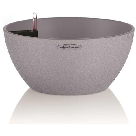 Lechuza Blumenschale-Set Cuberto Stone 30 Kunststoff steingrau Ø 30 x 13,5 cm Pflanzschale