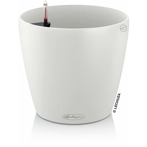 Lechuza - Classico, Vaso rotondo con sistema di auto-irrigazione, colore: Bianco, misura: 21