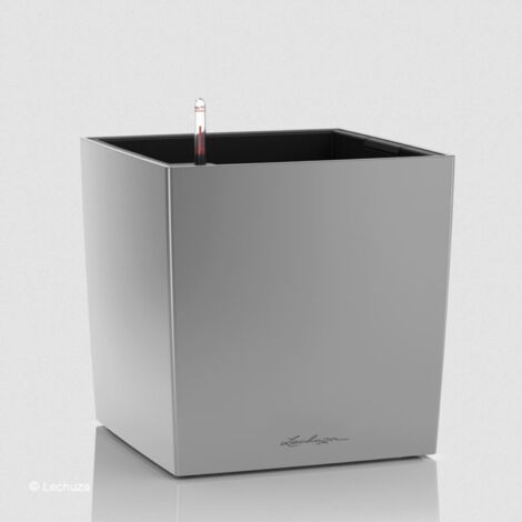 LECHUZA CUBE Premium 40 Komplettset silber metallic