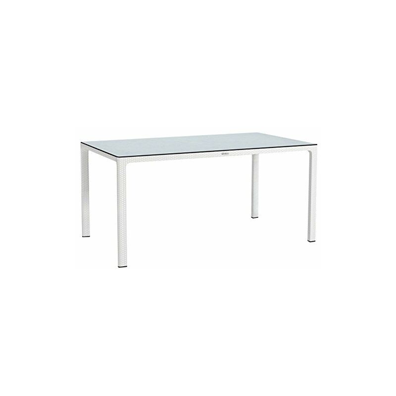 LECHUZA Esstisch mit HPL-Tischplatte (Gartenmöbel), Weiß, 160 x 90 x 75 cm