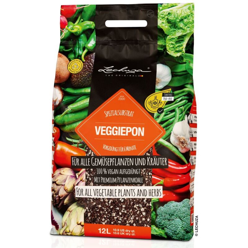 Lechuza - Zubehör Veggiepon Gemüsesubstrat Aufgedüngt Vegan & Torffrei - 12 Liter