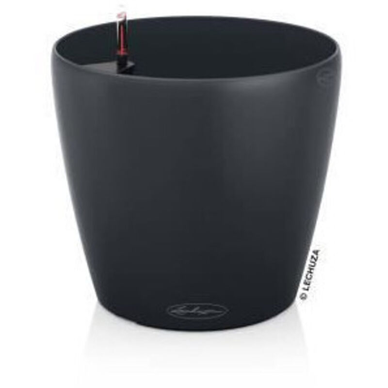 Pot polypropyl&egrave;ne &agrave; r&eacute;serve d'eau LECHUZA Diam.28 x H.26 cm gris