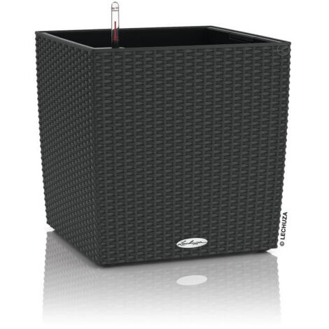 LECHUZA Pot de fleurs Cube cottage 50 - 50 x 50 x 50 cm - Kit complet - Granit - 61 L -