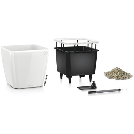 LECHUZA QUADRO Premium LS 50 Komplettset weiß hochglanz