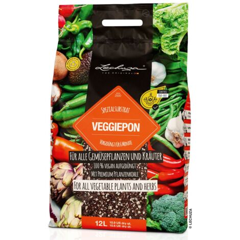 LECHUZA® Zubehör VEGGIEPON Gemüsesubstrat aufgedüngt vegan & torffrei - 12 Liter