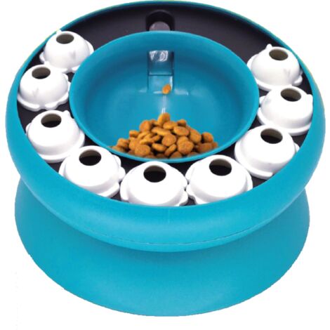 Leckerli-Spender - VENTEO - Interaktive Schüssel für Katzen und Hunde - Mit Puzzlespielzeug für Haustiere - Drehbarer Futterspender - 15° geneigtes Design