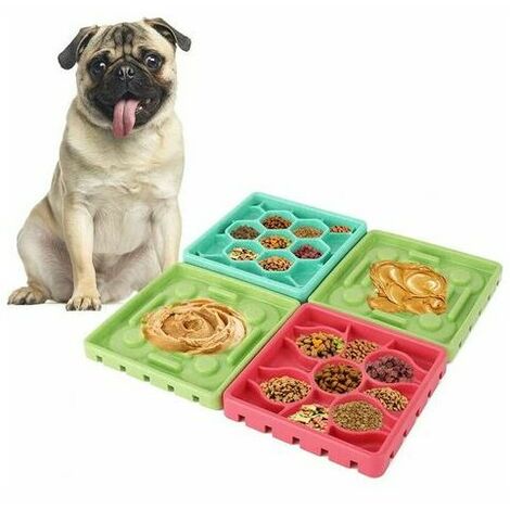Leckmatte für Hunde, [4 Stück] Abnehmbares und zusammengebautes Leckmatten-Set, langsame Fressnapf-Leckschale mit rutschfestem Saugnapf für Hunde und Katzen – bunt