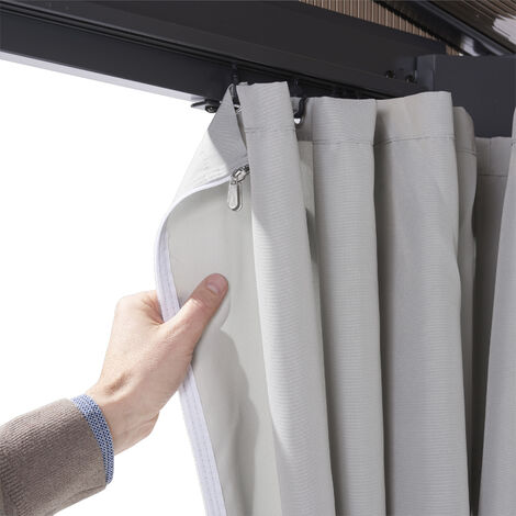 Leco 4er-Set Ersatz-Seitenvorhänge für "Terrassenüberdachung Melanie (13670114)" lichtgrau