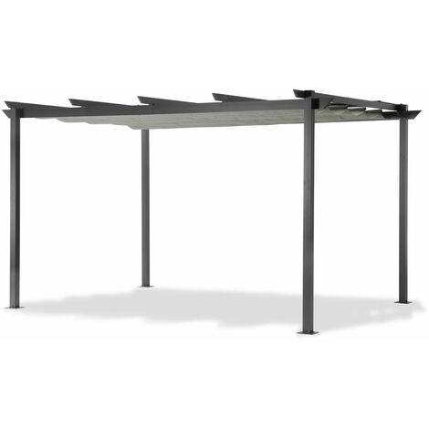 Leco Aluminium Pergola mit Faltdach, lichtgrau, 4 x 3 m