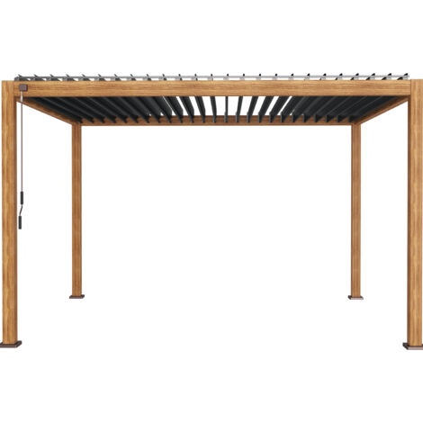 Leco Aluminium Pergola mit Lamellendach / Lamellenpergola "Deluxe", holzoptik, 4 x 3 x 2,50 m (L x B x H)