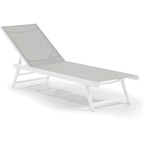 Leco Aluminium Sonnenliege "Elina" mit klappbaren Füßen, weiß / grau