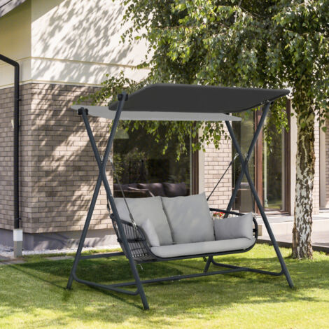 Leco Hollywoodschaukel mit Sonnendach "Marie", anthrazit / lichtgrau, 171 x 130 x 173 cm (L x B x H)