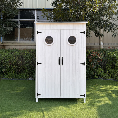 Leco Holz Gartenschrank "Toni", weiß, 118 x 70 x 190 cm (L x B x H)