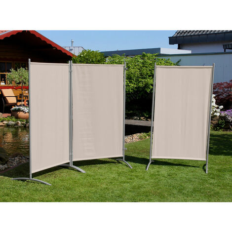 Leco Sonnenschutz/ Windschutz Stellwand 3-teilig mit Stahlrohrgestell, natur