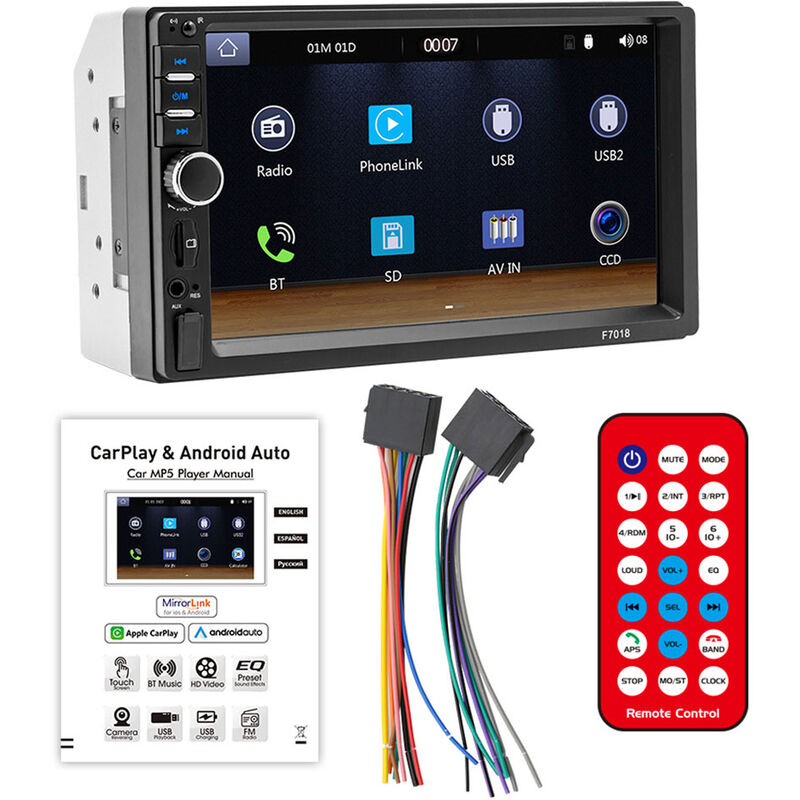 Lecteur Audio et vidéo de voiture multilingue bt MP5 7 pouces, lecteur multimédia automatique, récepteur d'autoradio