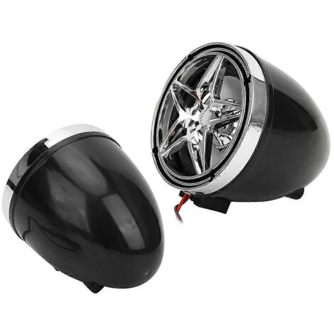 Lecteur Audio Stéréo 3-en-1 MP3 USB pour Guidon Moto Noir, Haut-parleurs Son Intégrés Système Bluetooth Motard
