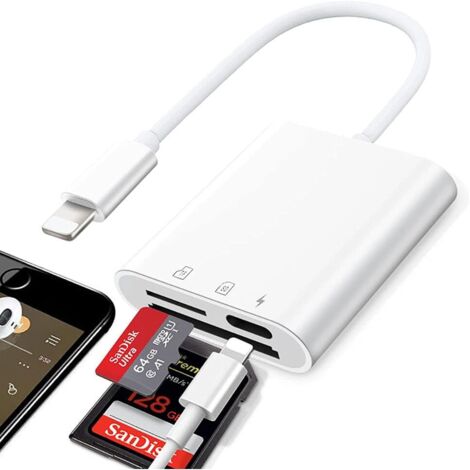 Lecteur carte SD 3 en 1 pour iPhone/iPad, micro SD/SD, plug and play, caméra chasse