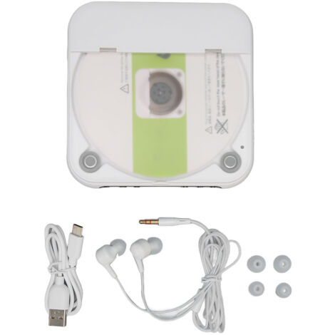 Lecteur CD Bluetooth Portable Rechargeable avec Écran LCD, Prise USB et AUX, Casque Inclus pour Voyages en Voiture