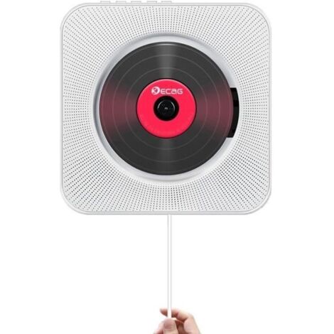 Lecteur CD Boombox Bluetooth audio portable avec télécommande Télécommande Radio FM Haut-parleurs HiFi intégrés USB MP3-Blanc