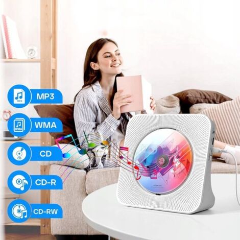 Lecteur CD - Deux haut-parleurs HiFi intégrés - Bluetooth - Radio FM - Prise casque auxiliaire - Blanc