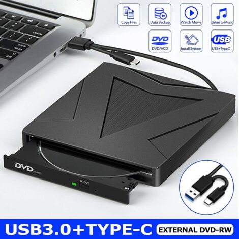 Lecteur CD/DVD externe double interface USB 3.0/Type-C