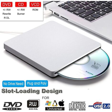 lecteur Cd/dvd Externe Usb 2.0 ,argent