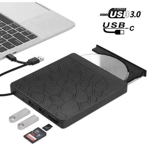 lecteur Cd/dvd Externe Usb 3.0 Usb 2.0/type-c ,noir