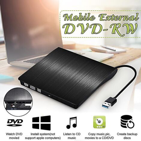 lecteur Cd/dvd Externe Usb 3.0,noir