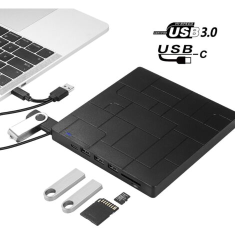 lecteur Cd/dvd Externe Usb3.0+type-c ,noir