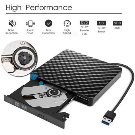 Lecteur CD DVD Graveur Externe USB 3.0 Ultra Slim Portable Graveur de CD-RW DVD-RW pour Notebook / Desktops Windows
