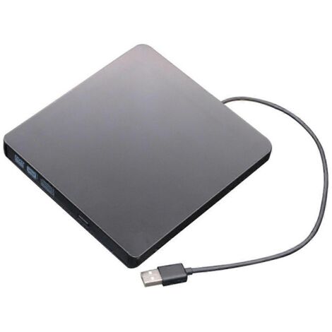 Lecteur CD externe USB 3.0, tiroir 12,7 mm, ultra-mince, DVD-RW (noir)