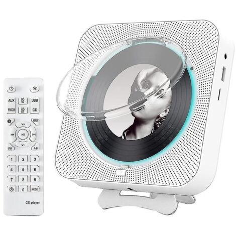 Lecteur CD portable Bluetooth, lecteur CD mural, lecteur audio domestique avec télécommande et écran LCD