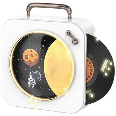 Lecteur CD stéréo vintage Bluetooth pour disques vinyles, petit format, blanc