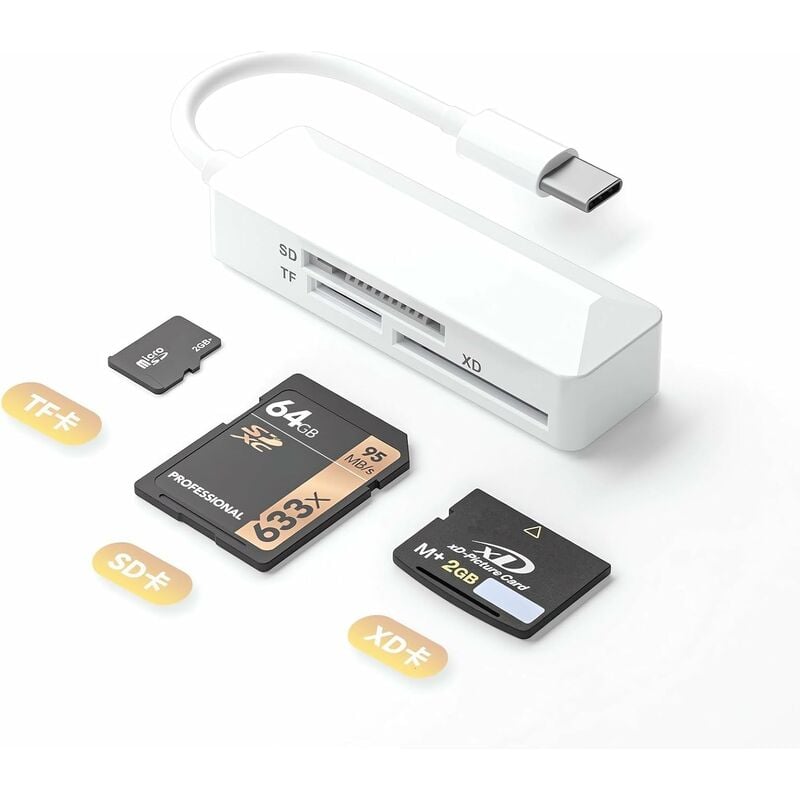 Lecteur de carte Micro SD pour iPhone 15, [certifié MFI] mémoire USB type C lecteur de carte SD lecteur de carte SD SD TF XD pour iPhone 15pro / 15