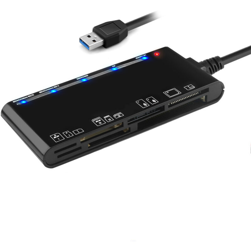 Lecteur de carte multifonction USB 3.0 CF/XD/MS/SD/TF, lecteur de carte USB 7 en 1, vente en gros d'usine