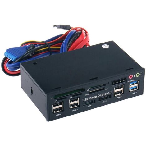 Lecteur de cartes interne pour PC avec support média, compatible MS/TF/CF/SD/M2.