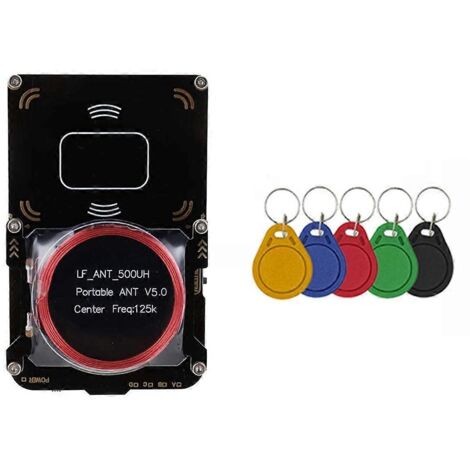 Lecteur de cartes RFID Proxmark3 + Porte-clés 5XUID avec enregistreur de clés IC/ID RFID - Noir