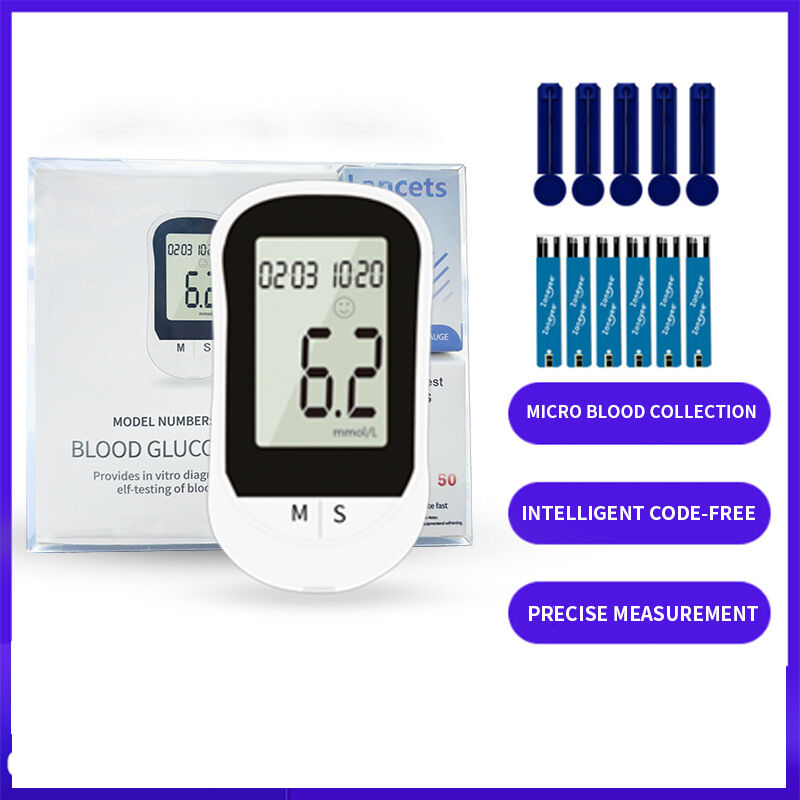 Lecteur de glycémie, testeur de glycémie à domicile avec bandelettes de test et kit de testeur à aiguille