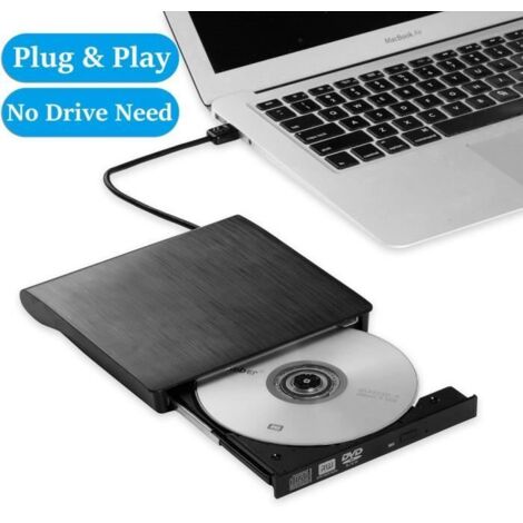 Lecteur de graveur de CD externe USB 3.0 DVD RW pour ordinateur portable - Noir