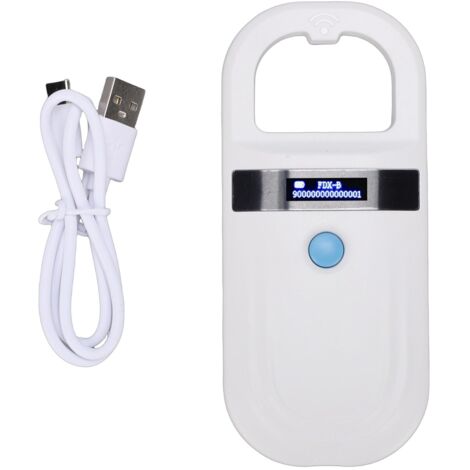 Lecteur de Puces pour Animaux Domestiques, pour Chiens, Chats, Bétail, avec Stockage de 128 Enregistrements, écran OLED Lumineux, Scanner D'identification d'animaux Portable