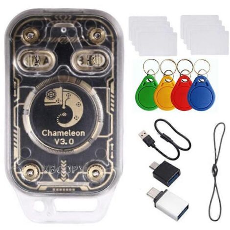 Lecteur de puces RFID Chameleon V3.0 + porte-clés 4xUID + carte 4xUID + carte 4xCUID 125K 13,56M Copieur d'étiquettes IC d'identification NFC Lecture/écriture
